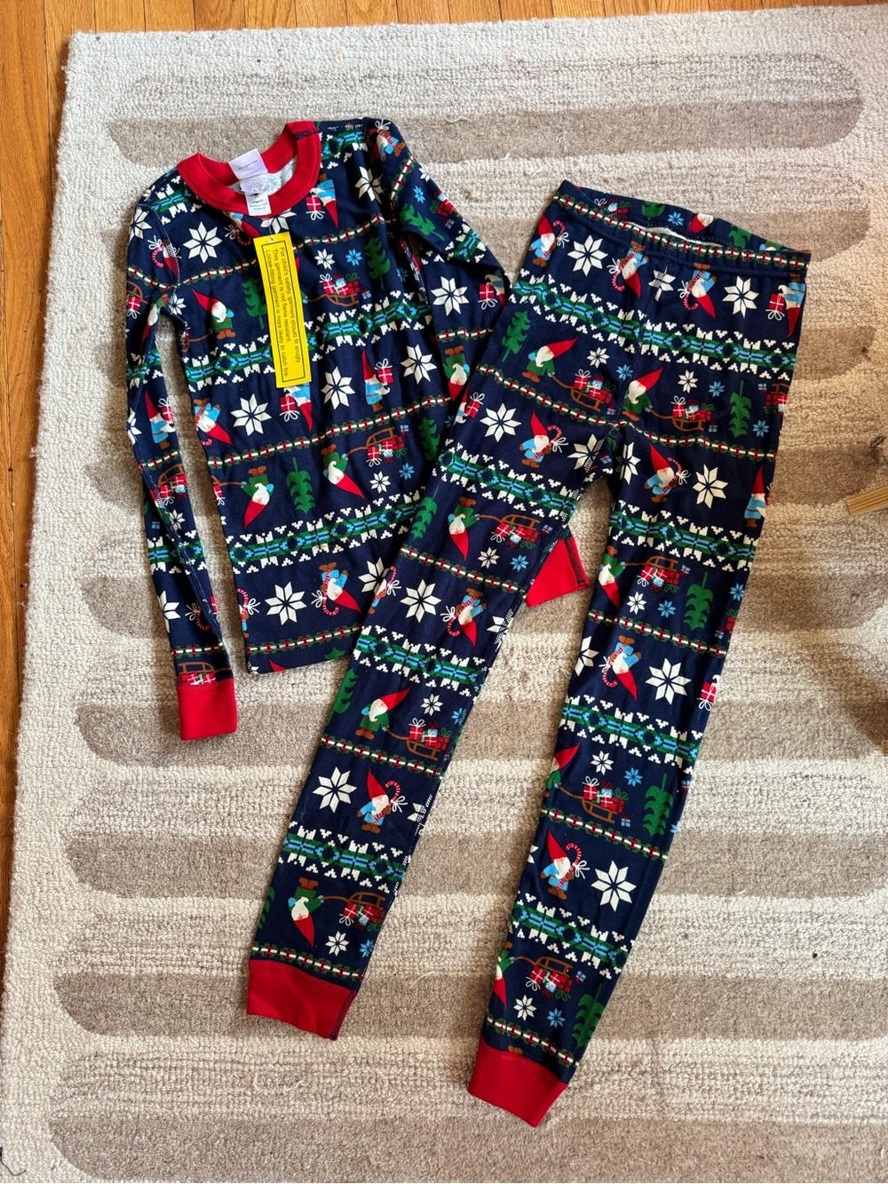 Hanna Andersson Navy Christmas Pajama Set with Red Accents